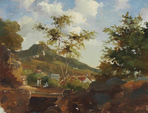 Village at the Foot of a Hill