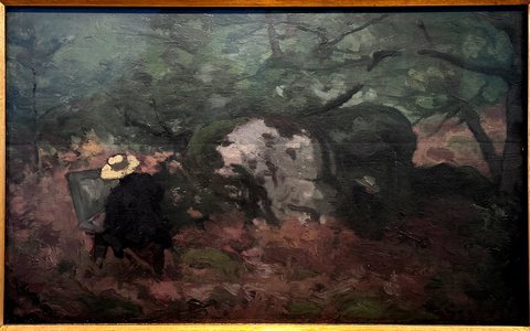 The painter Monet in the forest of Fontainebleau