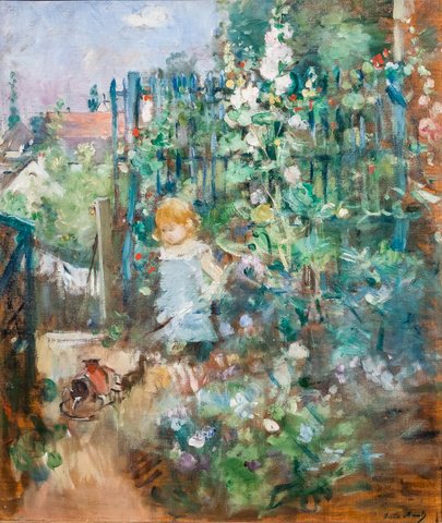 Child among the Hollyhocks