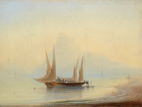 Barge at Sea Shore