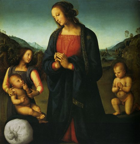 Maria, das Christuskind anbetend, mit Johannes dem Täufer und einem Engel (Madonna des Sacco)