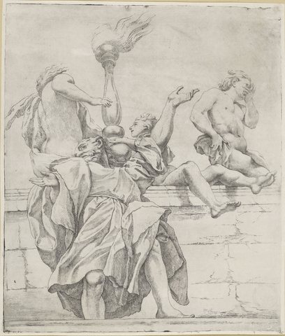Apostel en drie engelen Koepeldecoraties door Correggio in de S. Giovanni Evangelista in Parma (serietitel), RP-P-H-H-745