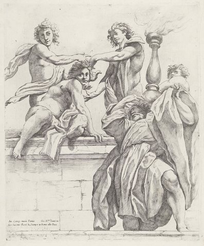 Apostel en vier engelen Koepeldecoraties door Correggio in de S. Giovanni Evangelista in Parma (serietitel), RP-P-OB-39.225