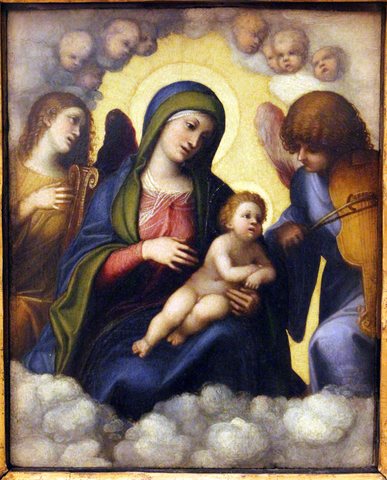 Correggio, madonna col bambino in gloria, 1510-12 o 15, 02