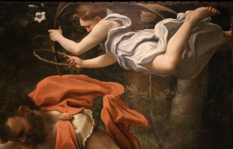 Correggio, martirio dei ss. placido, flavia, eutichio e vittorino, 1524 ca. 06 angelo