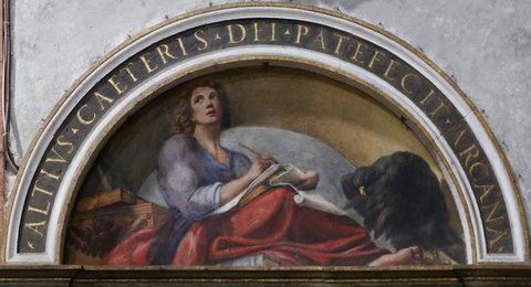 Correggio, lunetta della sagrestia di san giovanni con san giovanni evangelista e l'aquila, 1523 ca. 01 (cropped)