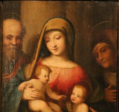 Correggio, sacra famiglia coi ss. elisabetta e giovannino, 1510 ca. (pavia, musei civici) 02