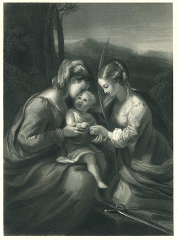 Le Corrège - Sainte Catherine - Steel Engraving