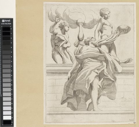 Profeet met twee engelen Koepeldecoraties door Correggio in de S. Giovanni Evangelista in Parma (serietitel), RP-P-H-H-41