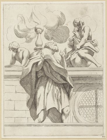 Profeet met twee engelen Koepeldecoraties door Correggio in de S. Giovanni Evangelista in Parma (serietitel), RP-P-H-H-42