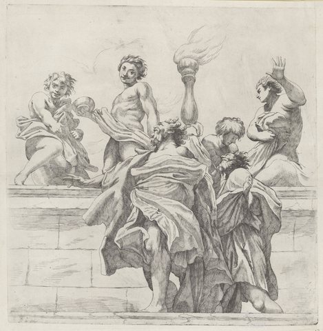 Twee apostelen en vier engelen Koepeldecoraties door Correggio in de S. Giovanni Evangelista in Parma (serietitel), RP-P-H-H-748
