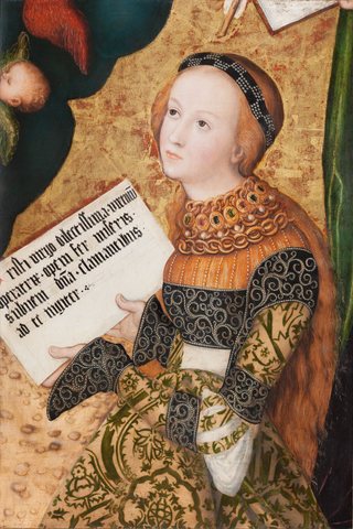 Prague Altarpiece [right panel, fragment]: Saint Christina