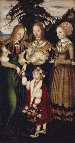 St Catharine Altarpiece: Saints Dorothea, Agnes, and Cunigunde (left wing, recto)