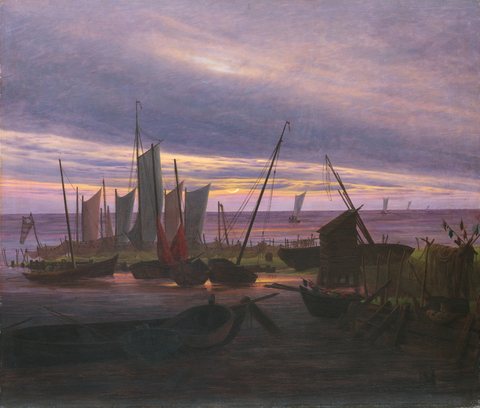 Boats In The Harbour At Evening