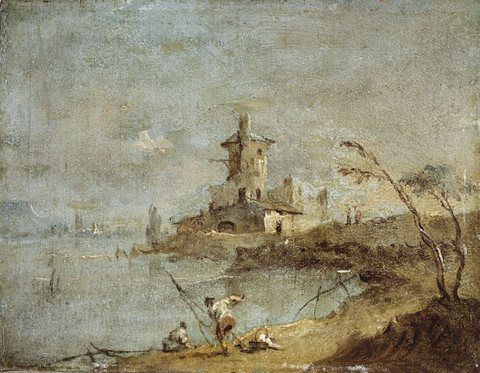 Rustic Capriccio with a Tower by the Water