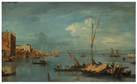 Venice, a view of the lagoon with the Fondamenta Nuove looking towards the Casino degli Spiriti