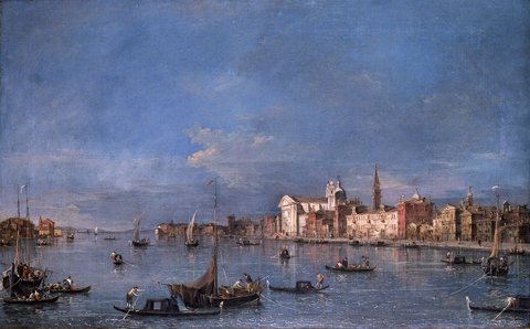 View over the Giudecca Canal to the northwest with the Zattere