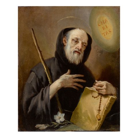 St. Francis of Paola Holding a Rosary, Book, and Staff
