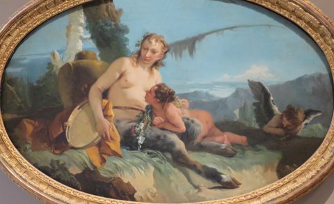 Satyress with Two Putti and a Tambourine