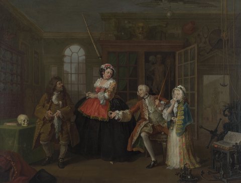 Gemäldezyklus »Mariage à la Mode«, Szene: Besuch beim Kurpfuscher