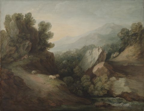 Thomas Gainsborough — Rocky, Wooded Landscape with a Dell and Weir