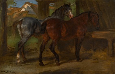 Two Horses in a Stable