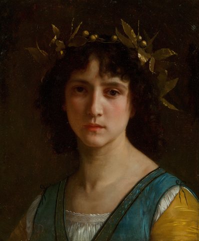 Head of an Italian girl with a laurel wreath