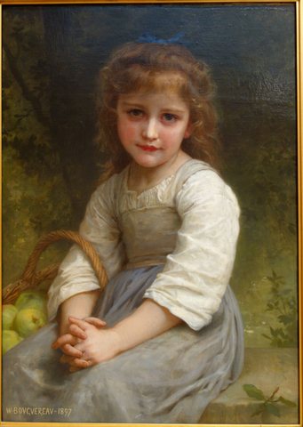 Little Girl with Basket of Apples