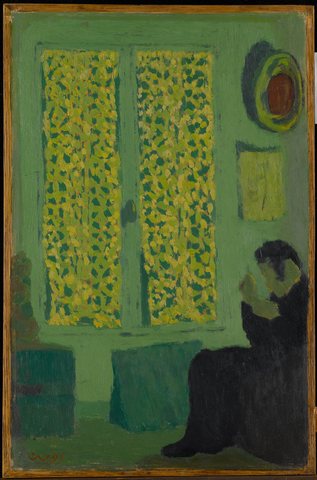 The Green Interior (Figure Seated by a Curtained Window)