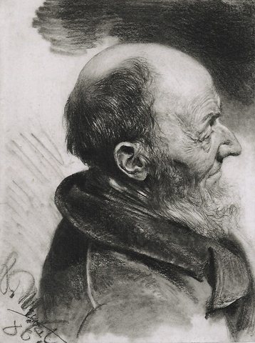 A Man in Profile Seen from Above