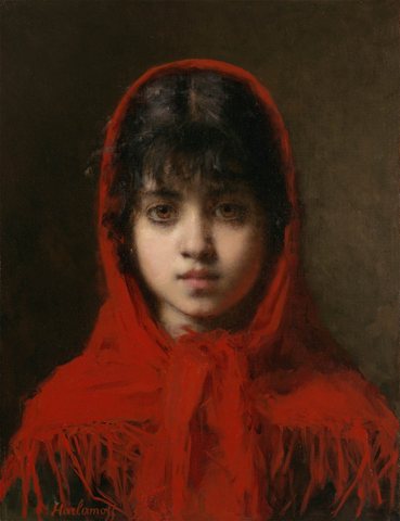 Young Girl in a Red Shawl