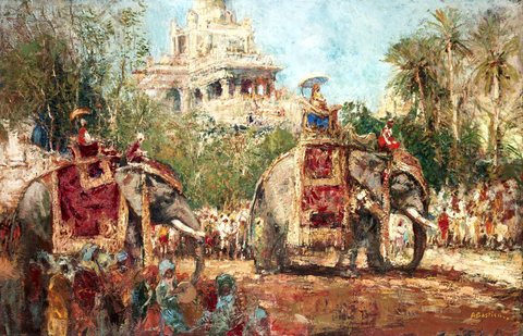 Indian Maharaja and His Holy Elephants