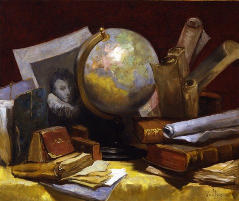 Still Life with a Map of the World, Books and Parchments