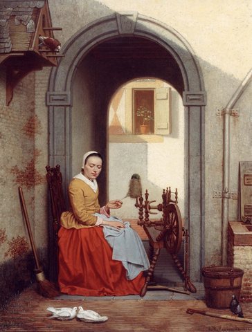 A Young Lady at a Spinning Wheel