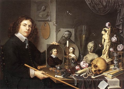 Self-Portrait with Vanitas Symbols