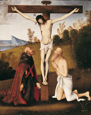 Christ on the Cross with Saint Jerome and an Augustinian Saint