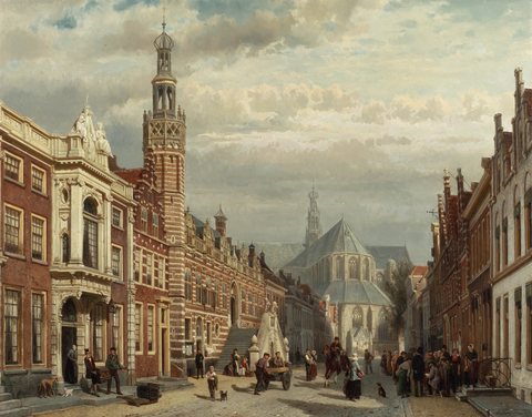 View of the Town Hall and St Lawrence's Church in Alkmaar