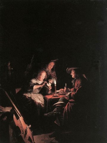 Card Players by Candlelight