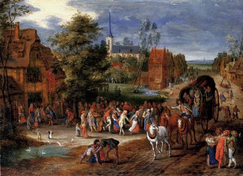 A Village Kermis with a Horse-Drawn Cart