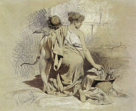 Woman with a Cupid