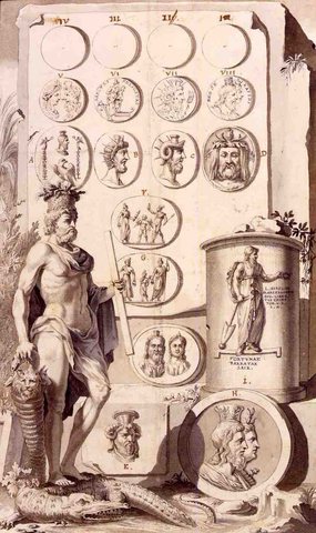 Design for a Book Illustration with Antique Medals and the Figure of Serapis