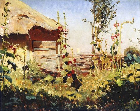 Hollyhocks in the Sun