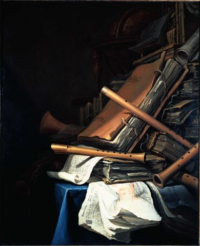 Still Life of Books and Musical Instruments