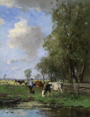 Figure with Cows in a Meadow