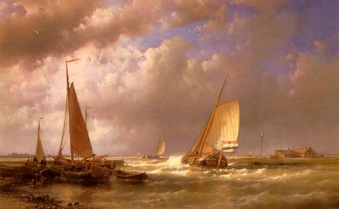 Hulk Abraham Dutch Barges At The Mouth Of An Estuary