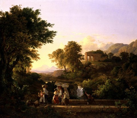 Italianate Landscape with Women Crossing a Bridge