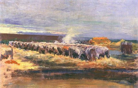 Oxen at a Trough