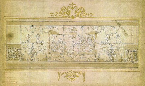 Ornamental Frieze with Grotesques and a Cartouche