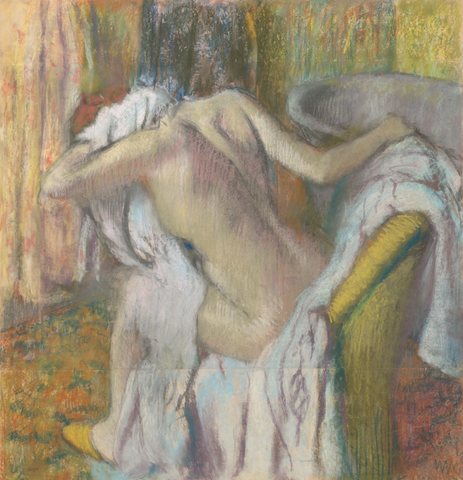 After the Bath Woman Drying Herself