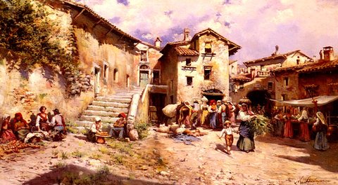 Rural View of the Outskirts of a Town near Rome
